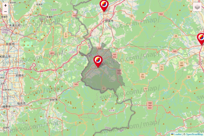 三重県のサンドラッグの店舗地図