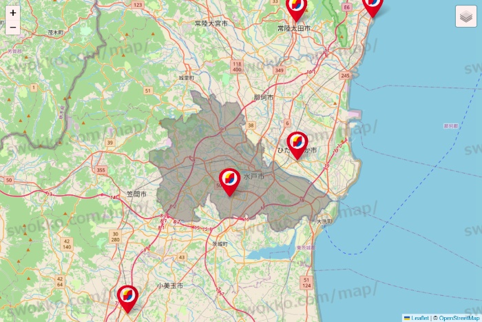 茨城県のサンドラッグの店舗地図