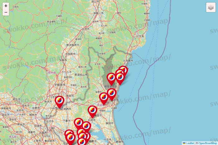茨城県のサンドラッグの店舗地図