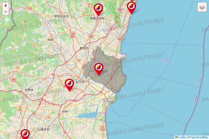 茨城県のサンドラッグの店舗地図