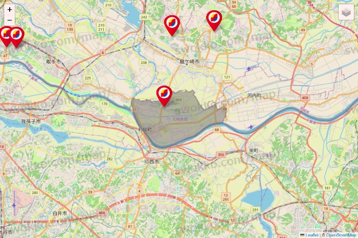 茨城県のサンドラッグの店舗地図