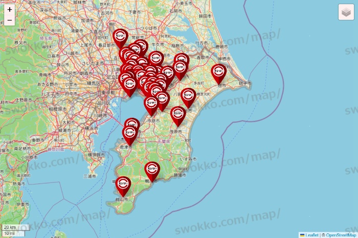 千葉県のスシローの店舗地図