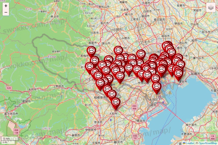 東京都のスシローの店舗地図
