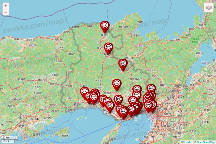 兵庫県のスシローの店舗地図