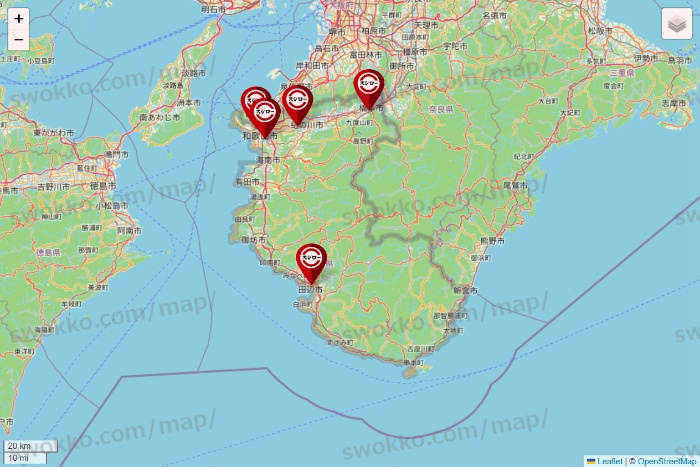 和歌山県のスシローの店舗地図
