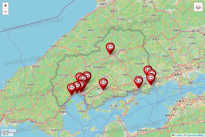広島県のスシローの店舗地図