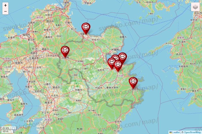 大分県のスシローの店舗地図
