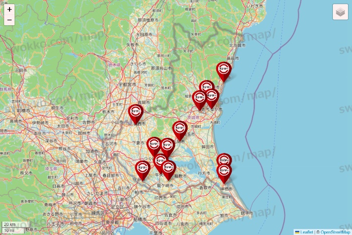 茨城県のスシローの店舗地図