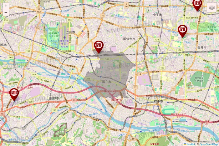 東京都の収納ピットの店舗地図