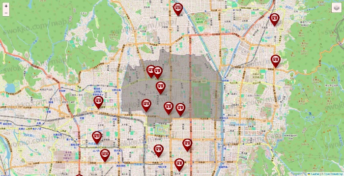 京都府の収納ピットの店舗地図