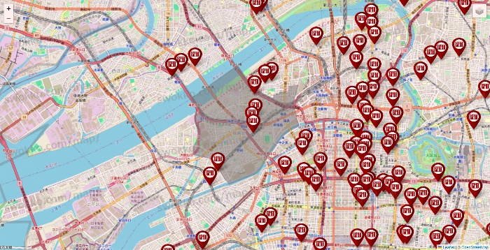 大阪府の収納ピットの店舗地図