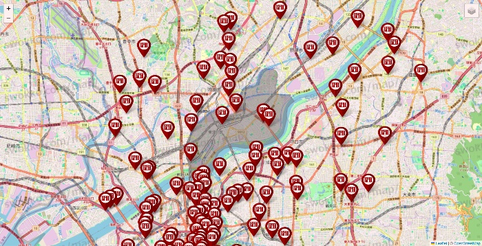 大阪府の収納ピットの店舗地図