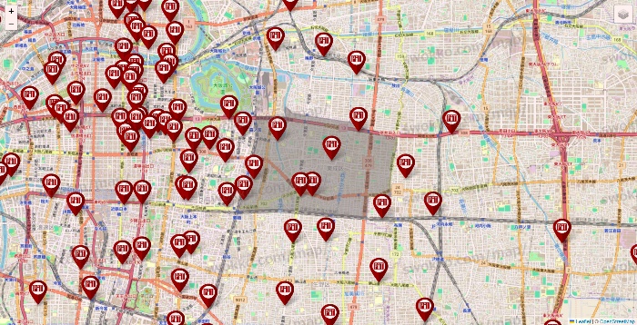 大阪府の収納ピットの店舗地図