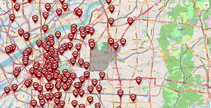 大阪府の収納ピットの店舗地図