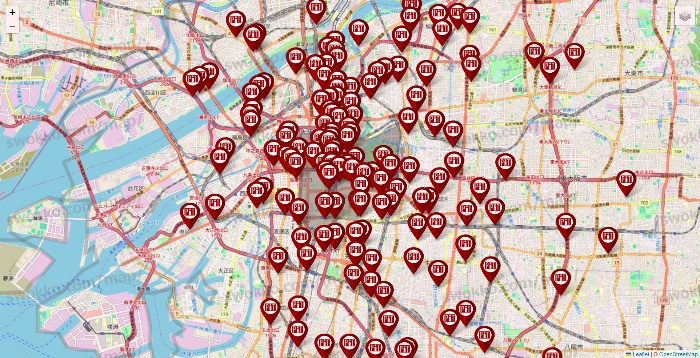 大阪府の収納ピットの店舗地図