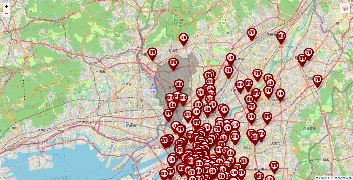 大阪府の収納ピットの店舗地図