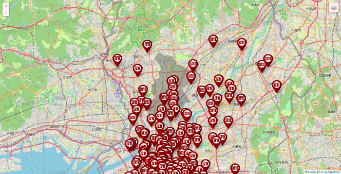 大阪府の収納ピットの店舗地図