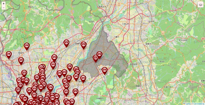 大阪府の収納ピットの店舗地図