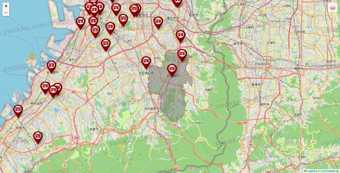 大阪府の収納ピットの店舗地図