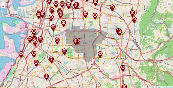 大阪府の収納ピットの店舗地図