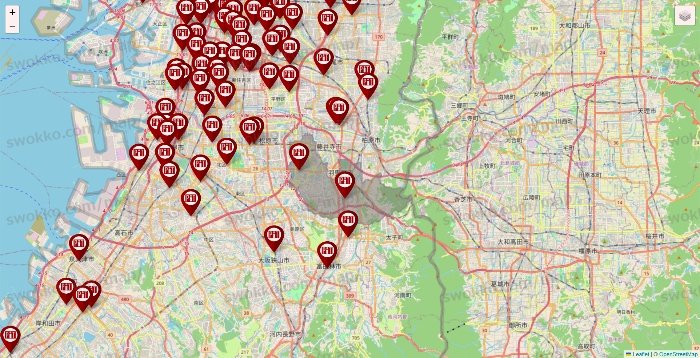 大阪府の収納ピットの店舗地図