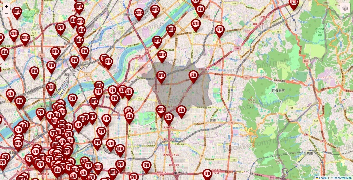 大阪府の収納ピットの店舗地図