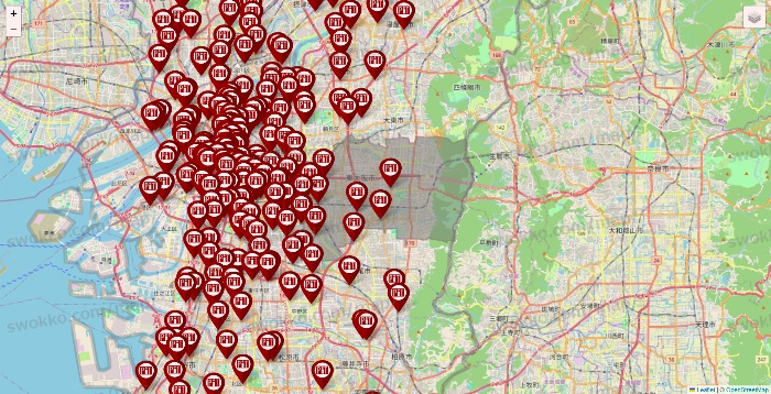 大阪府の収納ピットの店舗地図