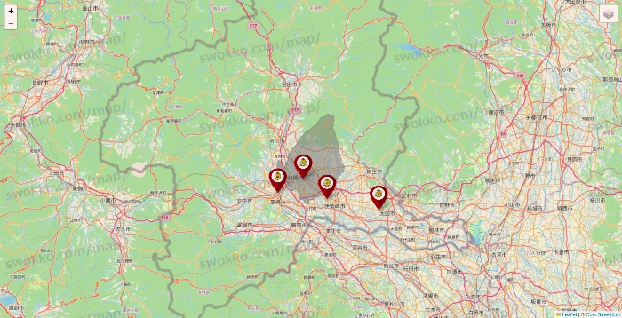 群馬県のタックルベリーの店舗地図