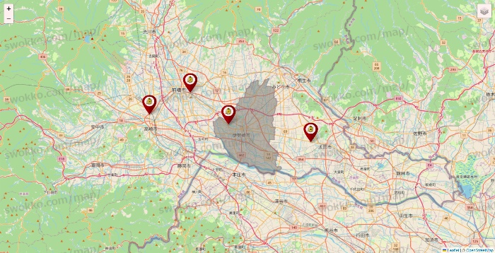群馬県のタックルベリーの店舗地図
