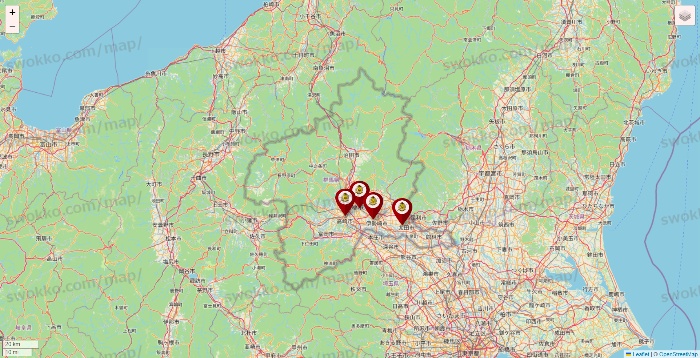 群馬県のタックルベリーの店舗地図