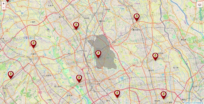 埼玉県のタックルベリーの店舗地図
