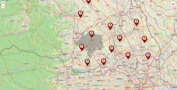 埼玉県のタックルベリーの店舗地図