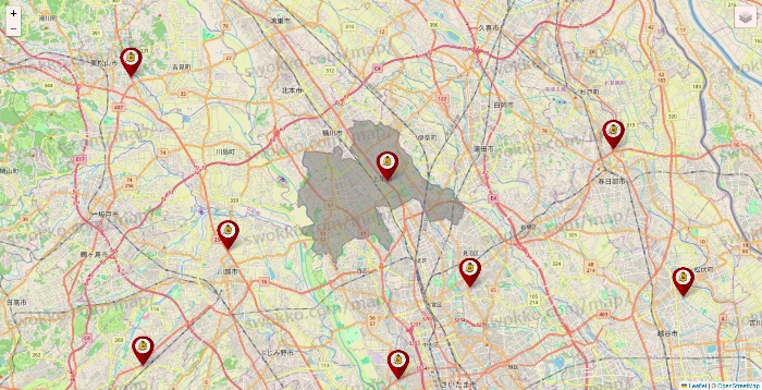 埼玉県のタックルベリーの店舗地図