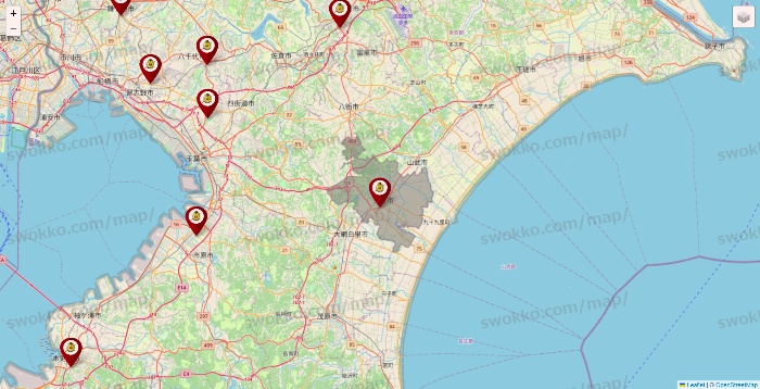 千葉県のタックルベリーの店舗地図