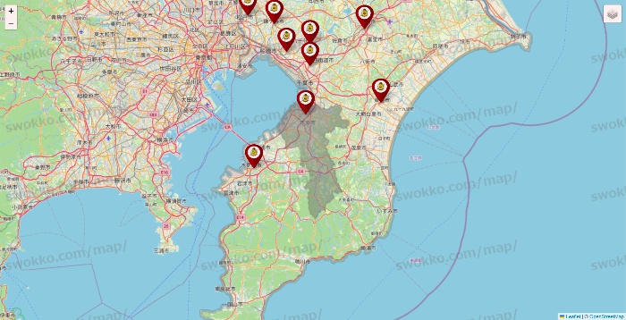 千葉県のタックルベリーの店舗地図