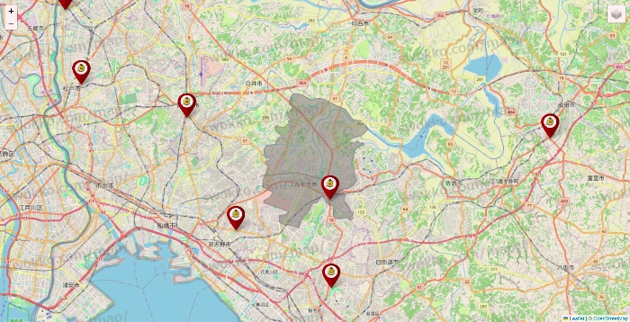 千葉県のタックルベリーの店舗地図