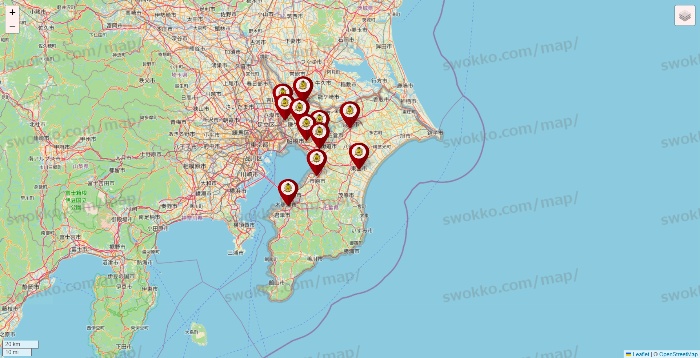 千葉県のタックルベリーの店舗地図