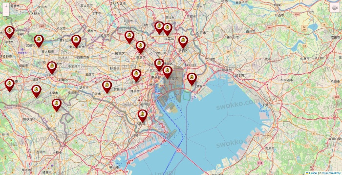 東京都のタックルベリーの店舗地図