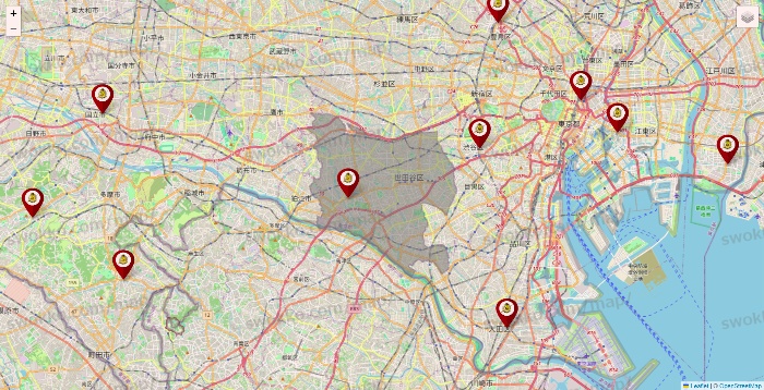 東京都のタックルベリーの店舗地図