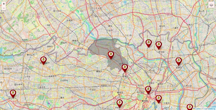 東京都のタックルベリーの店舗地図