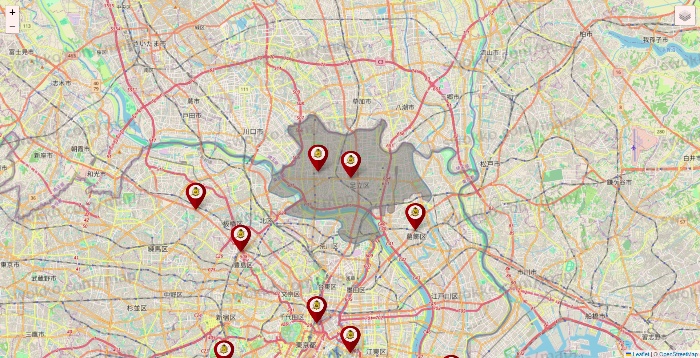東京都のタックルベリーの店舗地図