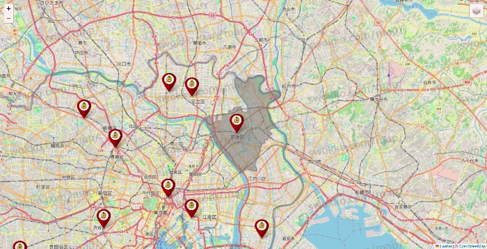 東京都のタックルベリーの店舗地図