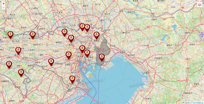 東京都のタックルベリーの店舗地図
