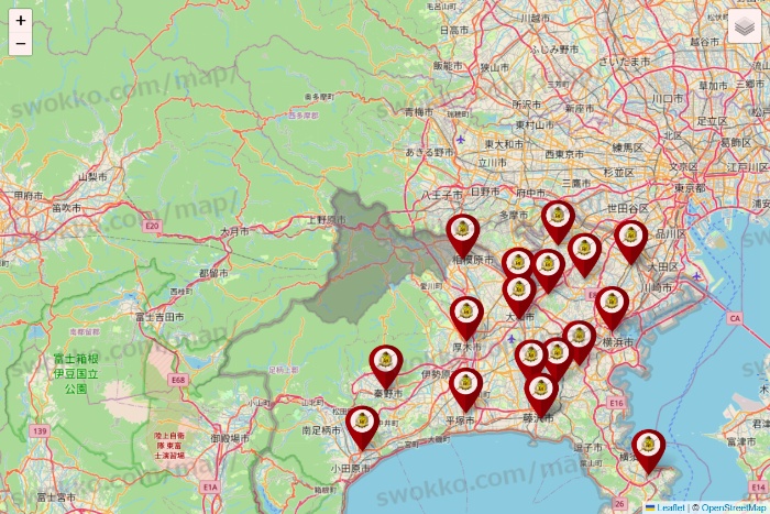 神奈川県のタックルベリーの店舗地図