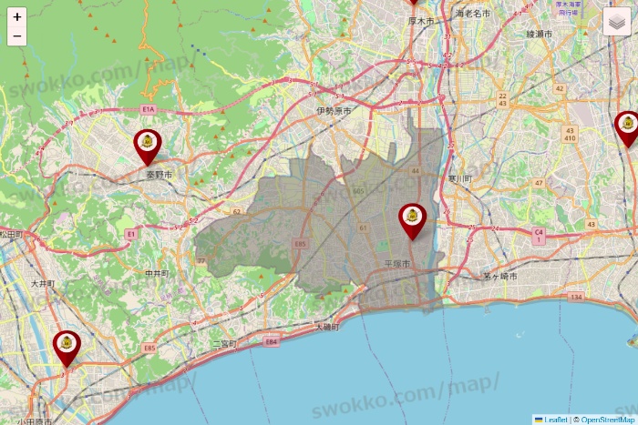 神奈川県のタックルベリーの店舗地図