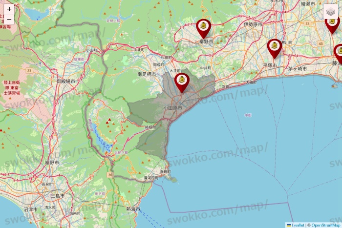 神奈川県のタックルベリーの店舗地図