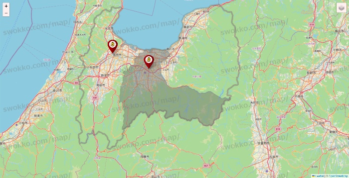 富山県のタックルベリーの店舗地図