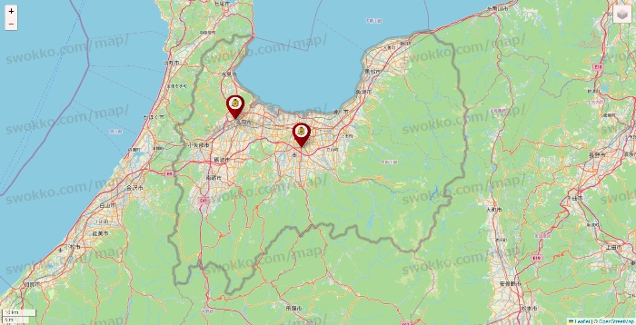富山県のタックルベリーの店舗地図