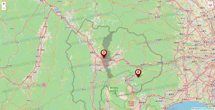 山梨県のタックルベリーの店舗地図