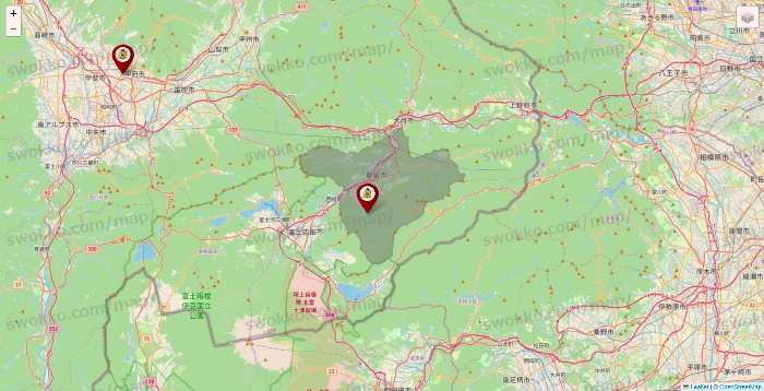 山梨県のタックルベリーの店舗地図
